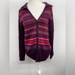 Vintage Norton McNaughton Purple and Pink Patterned Cardigan